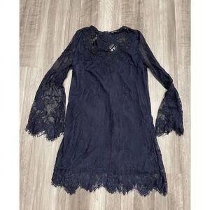 Shareen Blue Lace Mini Dress NWT Long Sleeve Size 10 Lined K7